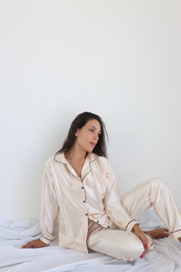 Producto - COMBO SATÉN pijama + bata champagne - 5