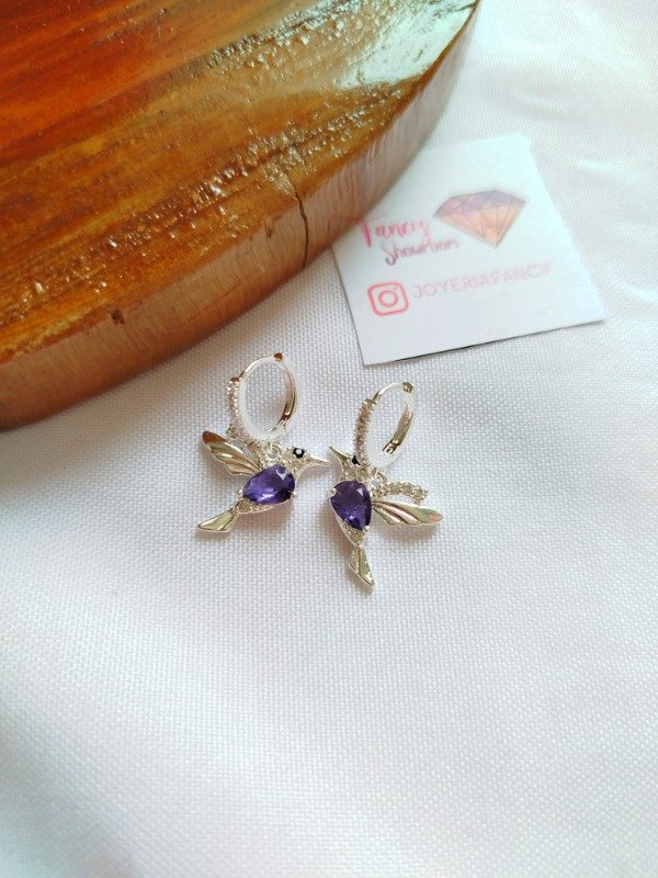 Producto - Argollitas colibri violeta