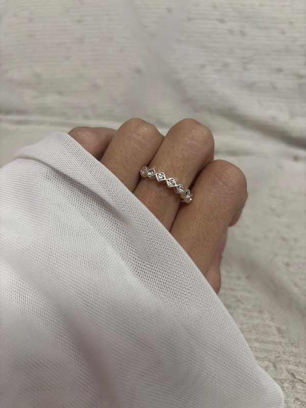 Producto - Anillo Rombo c/Strass Acero Blanco