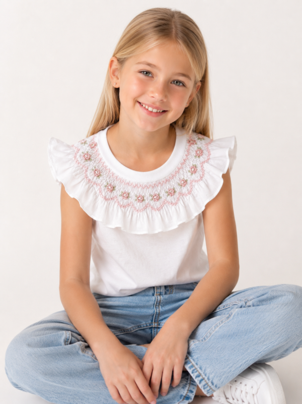 Producto - Remera CANDE sin manga( bordado rosa viejo) - 0