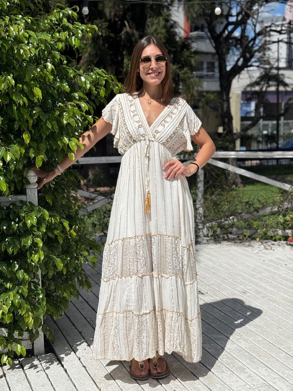 Producto - Vestido blanco largo con lurex