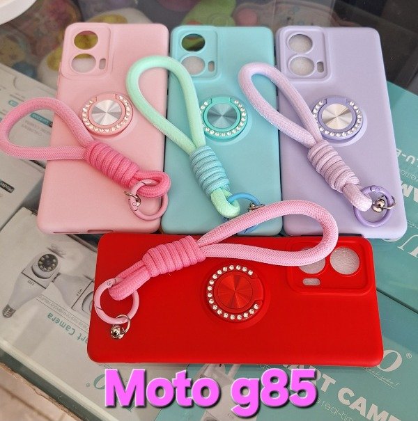 Producto - Fundas silicona con felpa interna anillo y correa. Moto g85
