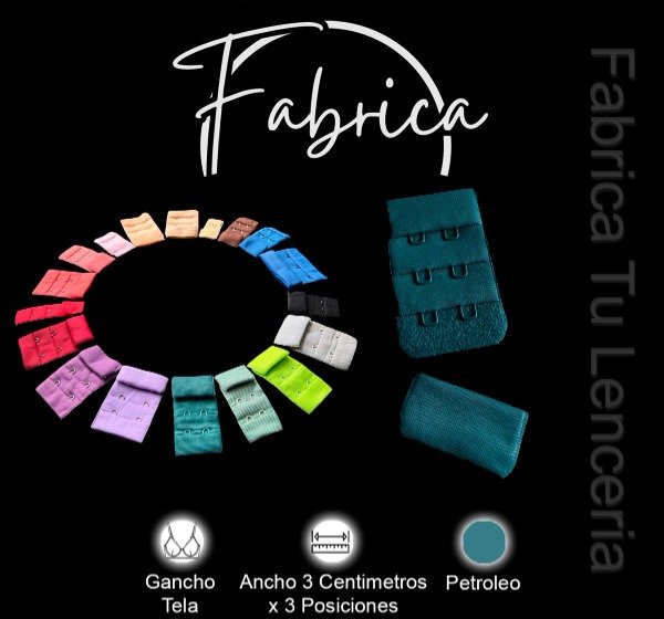 Producto - Gancho de tela petróleo 3cm x 3 posiciones (por unidad)