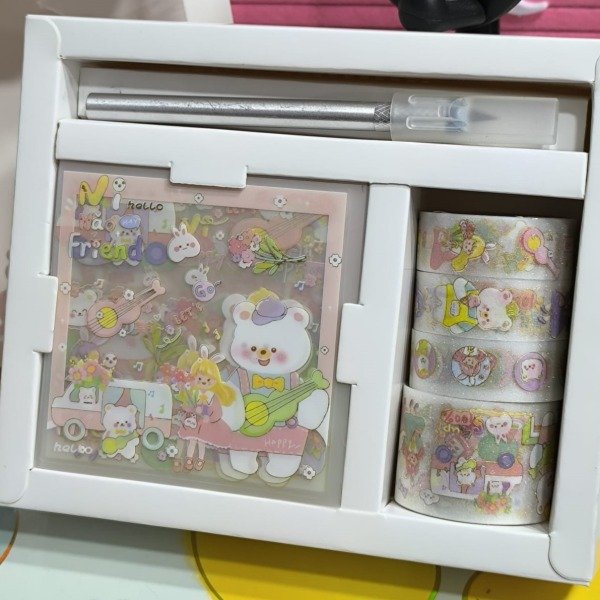 Producto - Washi tape - Laminas de stickers - Bisturí Craft Oso nena