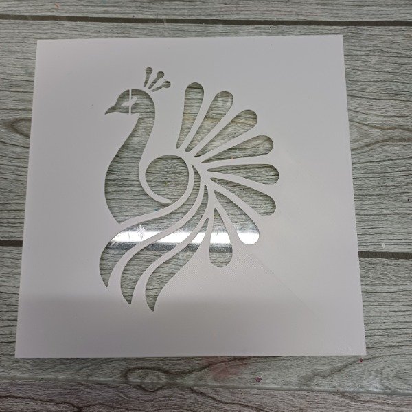 Producto - Stencil pavo real 20 x 20 cm