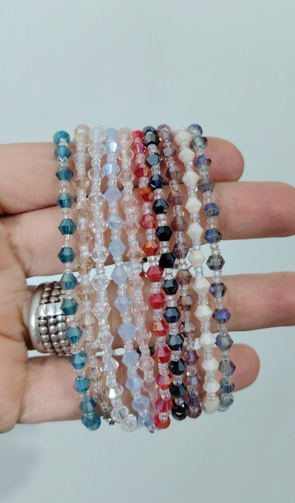 Producto - Pulseras de Acero con Cristales Rombos y Mostacillas (pack 10 unidades)