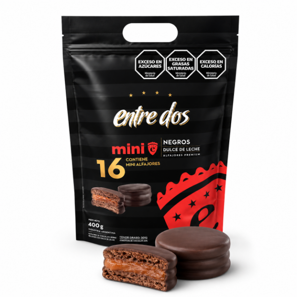 Producto - Doypack Mini Alfajores Entre Dos Premium X16 Chocolate Negro