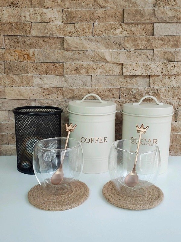 Producto - Set de 2 pocillos vasos doble vidrio 150ml
