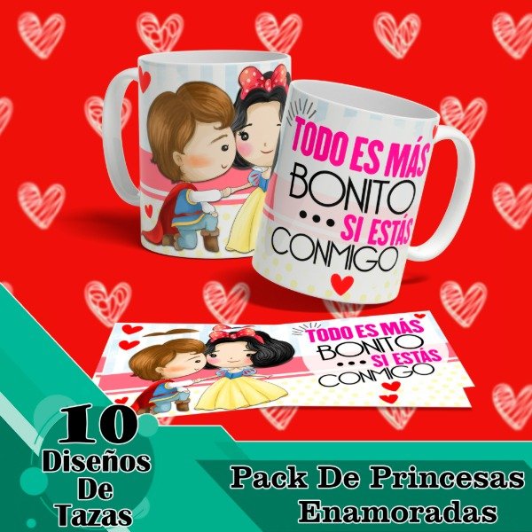 Producto - Diseños Digitales / Plantillas Para Tazas De Princesas Enamoradas
