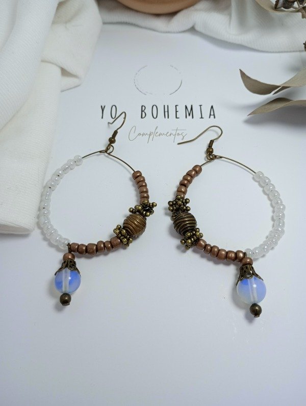 Producto - Aros VINTAGE bronze piedra de luna - 1