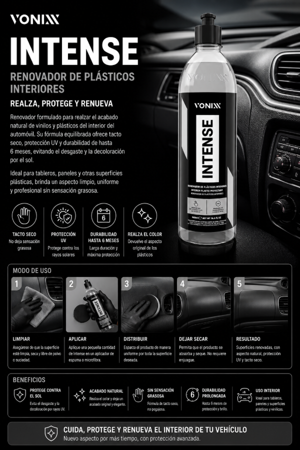 Producto - Vonixx Intense 500ml Renovador de Plásticos Interiores Tacto Seco