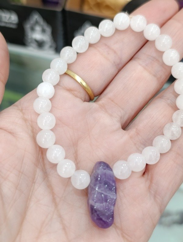 Producto - Pulsera cuarzo blanco y amatista chevron