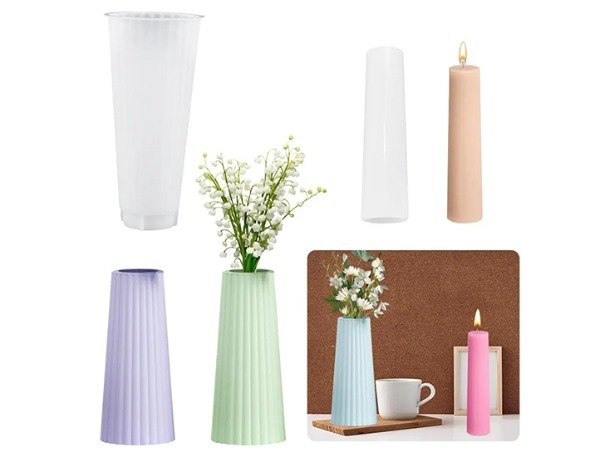 Producto - MOLDE SILICONA FLORERO ALTO RAYADO