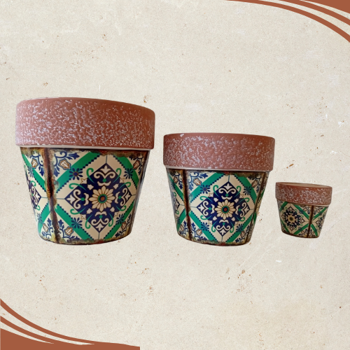 Producto - Kit de 3 macetas decoradas Rústico
