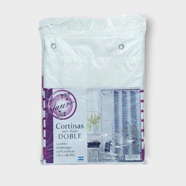 Producto - Cortina de Baño doble Tauro A cuadros Blanco