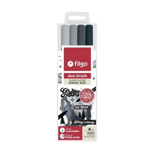 Producto - Marcadores Duo Brush x4 "Tonos Grises" - Filgo
