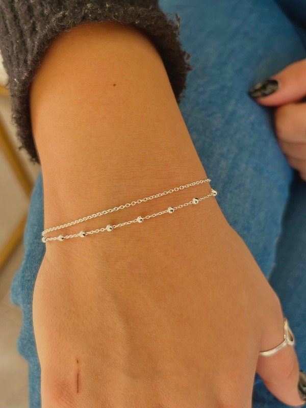 Producto - Pulsera doble de bolitas y cadena