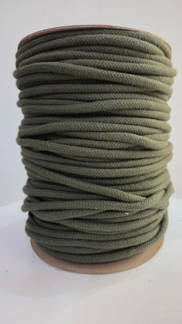 Producto - Cordon de algodón trenzado 6mm VERDE MILITAR