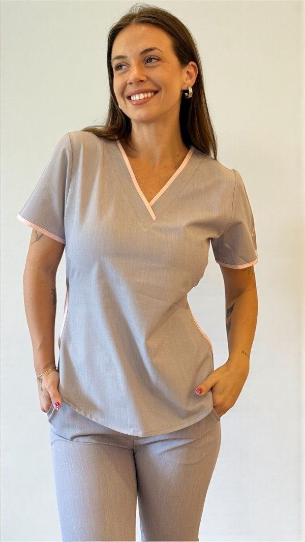 Producto - AMBO SPANDEX RACHEL (SOFTSPANDEX) Gris Perla C/ Rosa