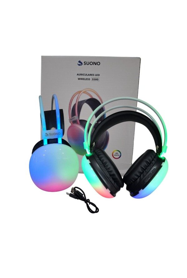 Producto - AURICULARES BLUETOOTH RGB MARCA SUONO s580