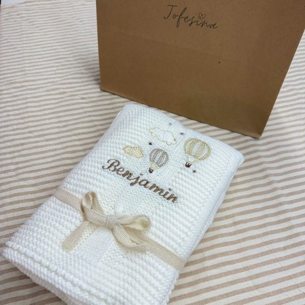 Producto - Manta recibidora tejida personalizada