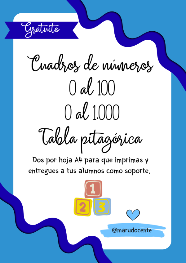 Producto - CUADROS DE NÚMEROS Y TABLA PITAGÓRICA