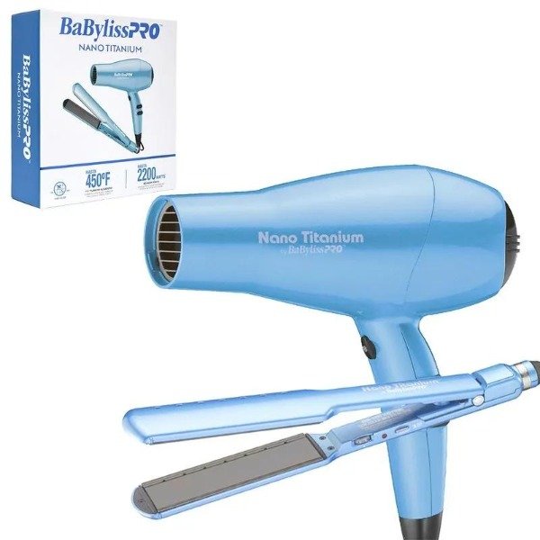 Producto - KIT BABYLISS PRO NANO TITANIUM SECADOR 2200 watts Y PLANCHA 4083 humedo y seco