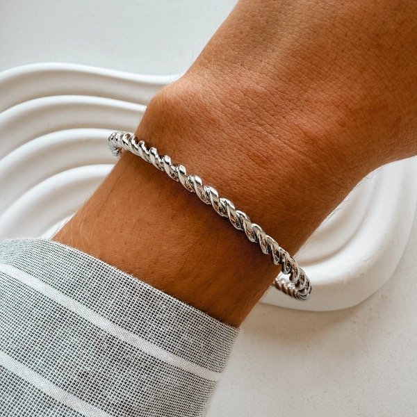 Producto - Pulsera esclava trenzada plateada