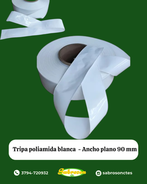 Producto - Tripa Poliamida Blanca Ancho Plano 90mm X 50 Mts