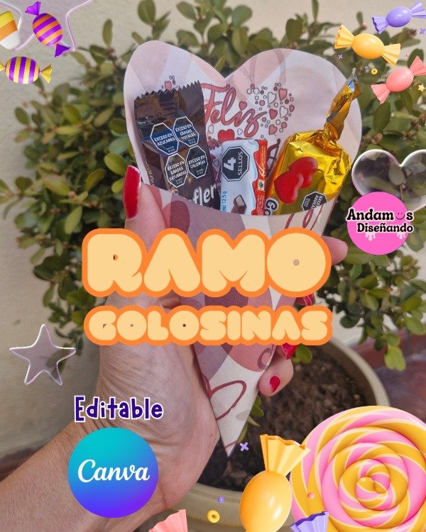 Producto - Ramo para Golosinas. San Valentín. Editable