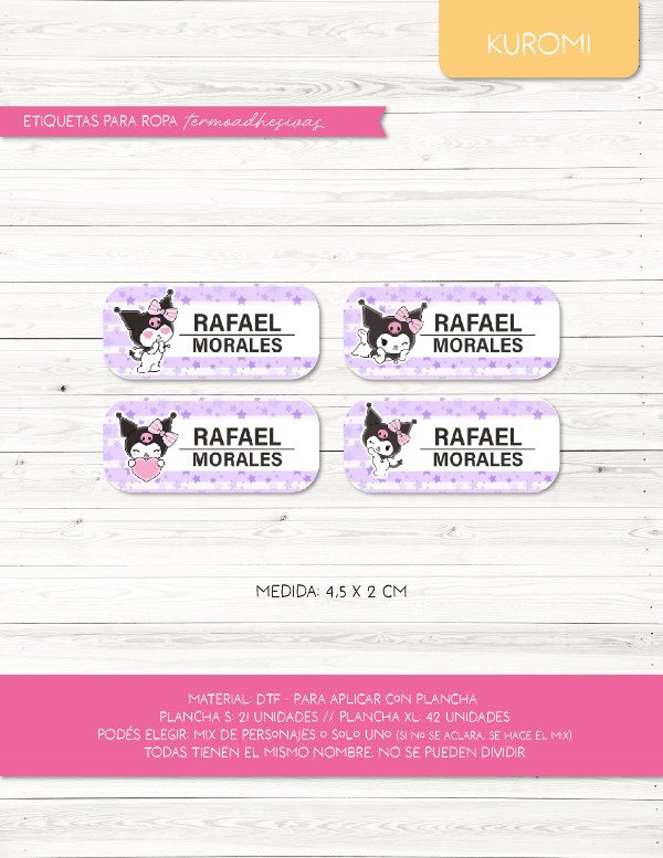 Producto - Etiquetas para ROPA - 09.Kuromi