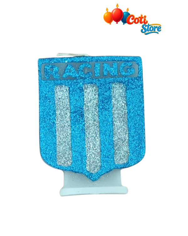 Producto - Vela Escudo con glitter de Racing