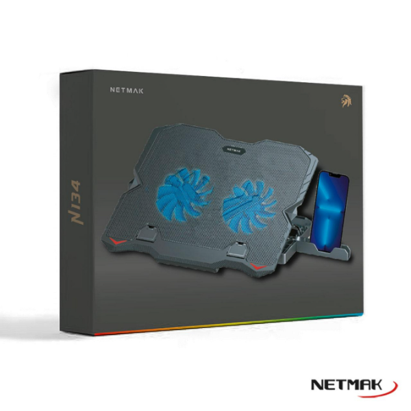 Producto - NM-N134 Base Gamer Refrigerante para Notebook con Soporte para Celular