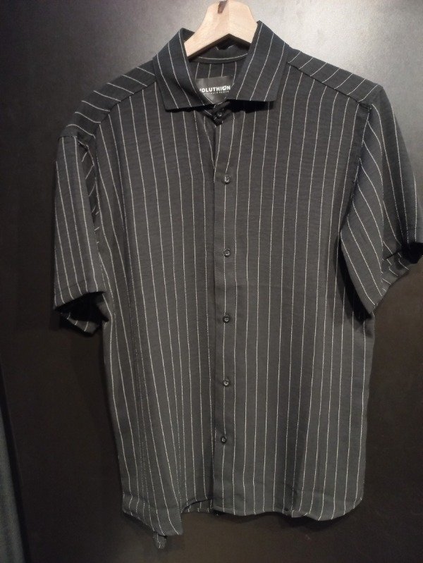 Producto - CAMISA LINO CEY ( negra con rayas blancas )