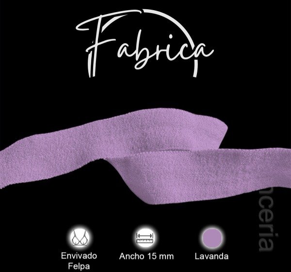 Producto - Envivado o Elástico Partido Lavanda 15mm Felpa (1 metro)