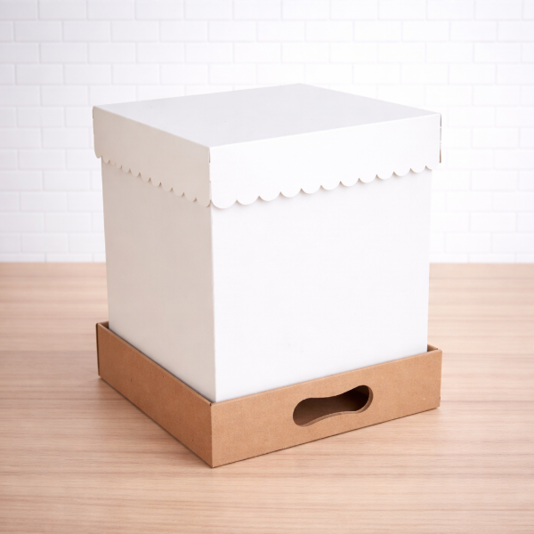 Producto - Caja Drip para torta alta 25x25x33 - base kraft reforzada