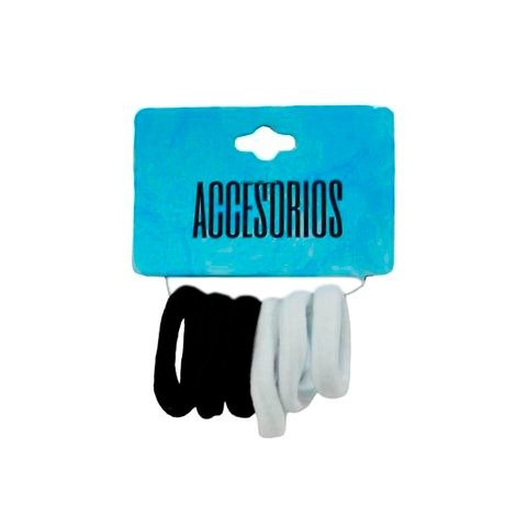 Producto - COLITA PARA EL PELO 3.5CM BLANCA/NEGRA X6 UNIDADES