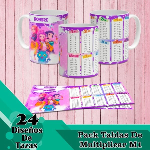 Producto - Diseños Digitales / Plantillas Para Tazas De Tablas De Multipicar M1