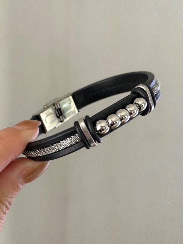 Producto - Pulsera caucho black silver - 1