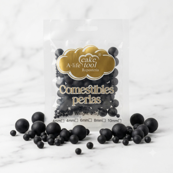 Producto - Perlas mix negras mate 25gr comestibles
