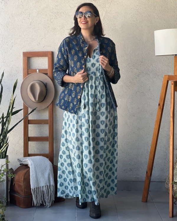 Producto - Vestido Boho de Algodón Celeste M a XL