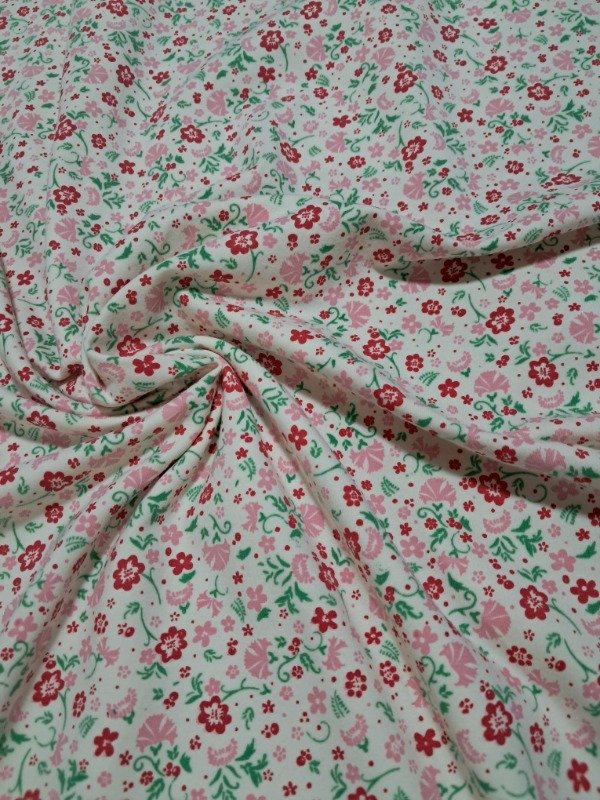 Producto - Algodón con lycra estampado hueso con flores