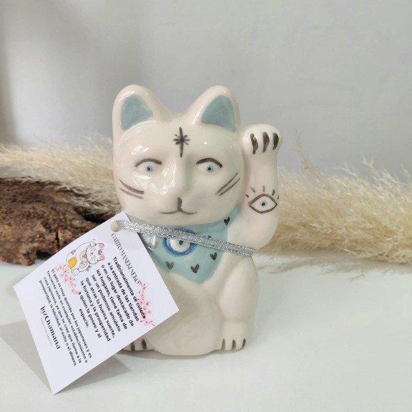 Producto - Gatito de la fortuna verde agua