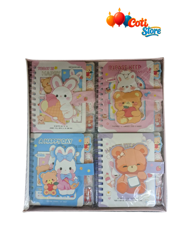 Producto - Agendita oso y conejo con velcro 10x11.2 cm