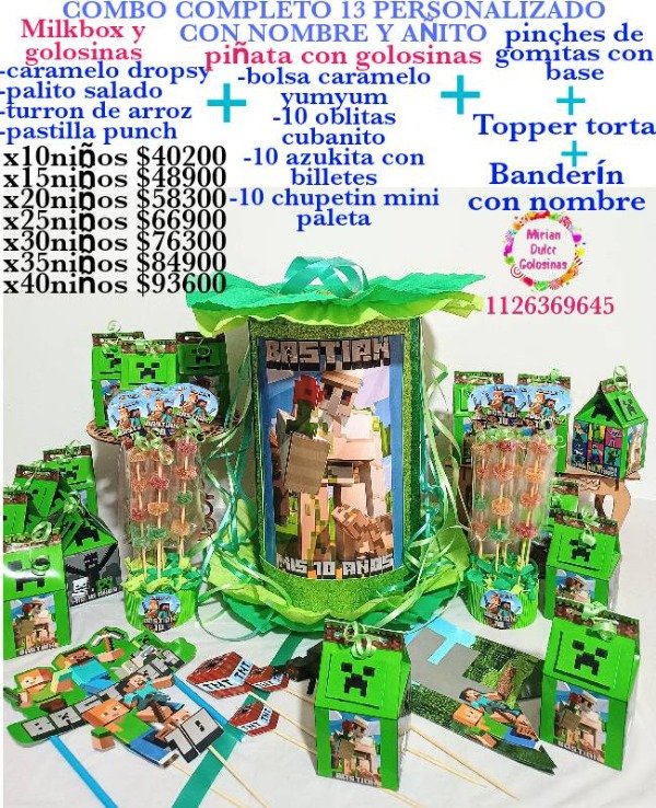 Producto - Combo cumpleaños 13 Minecraft