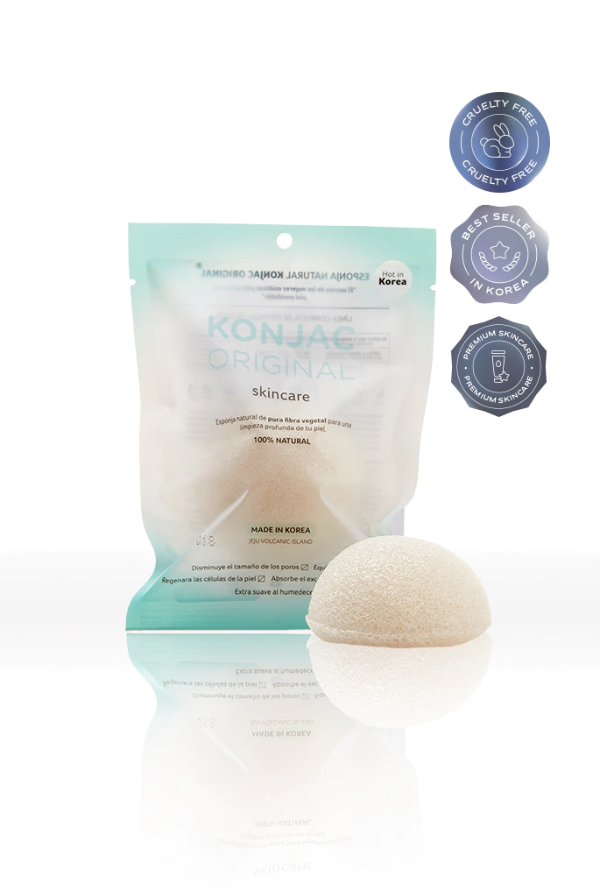 Producto - Esponja Facial Blanca Konjac Original Natural -UNIVERSAL-