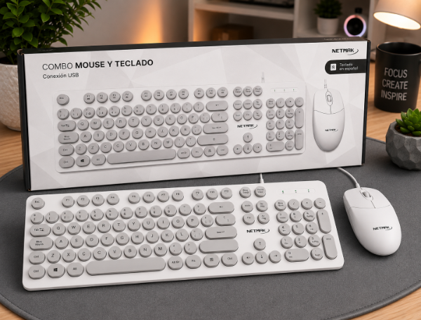Producto - TECLADO Y MOUSE NETMAK NM-KB258 BLANCO