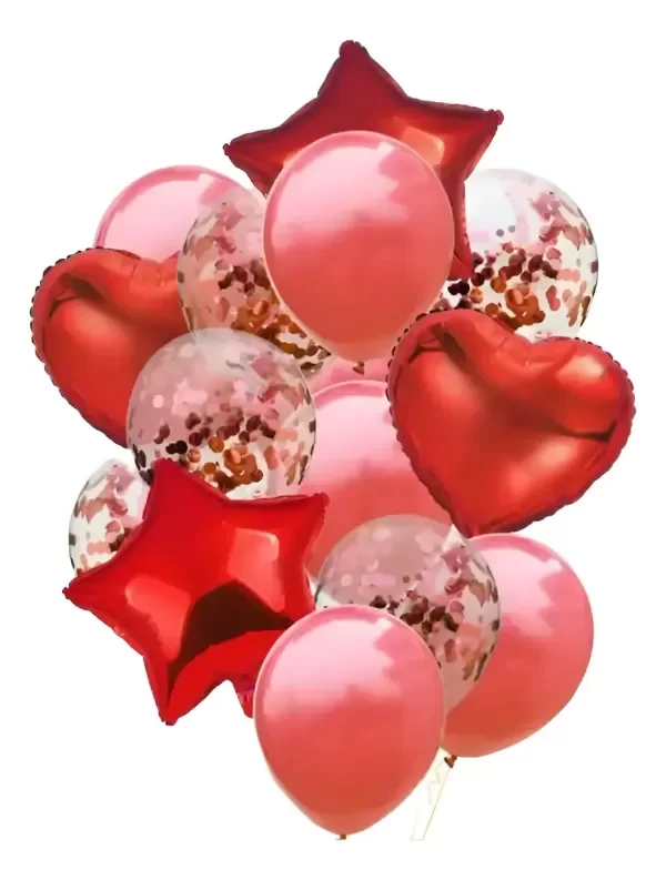 Producto - Set Blister Globos con confeti + cinta x 10un Corazon Rojo - 0
