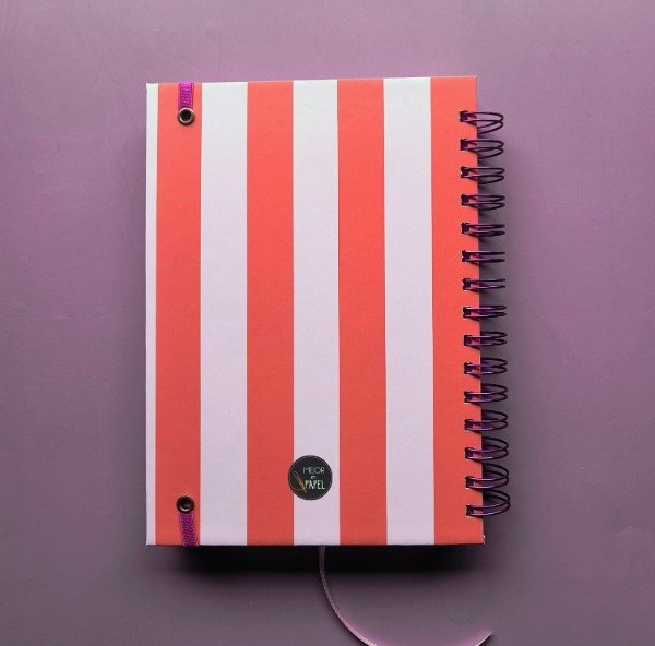 Producto - Agenda 2027 Semana a la Vista - Rayado Naranja/Rosa - 2