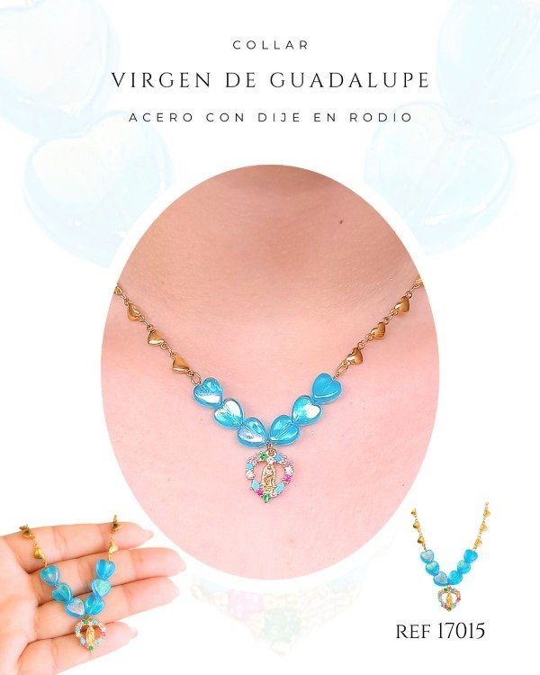 Producto - COLLAR VIRGEN DE GUADALUPE AZUL REF 17015